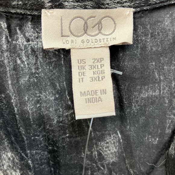 NEW LOGO by Lori Goldstein Black Sun Faded Crinkle Gauze Shirt Dress 2XP - Picture 5 of 7